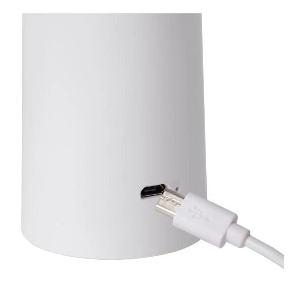 Lucide JIVE - Lampe de table Extérieur Rechargeable - Batterie - Ø 13,7 cm - LED Dim. - 1x4W 6500K - IP44 - 3 StepDim - Blanc - détail 6